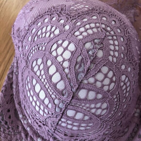 Victoria's Secret Dream Angels Lavender Purple Lace Halter Lined Demi Bra 32DDD - Picture 5 of 12